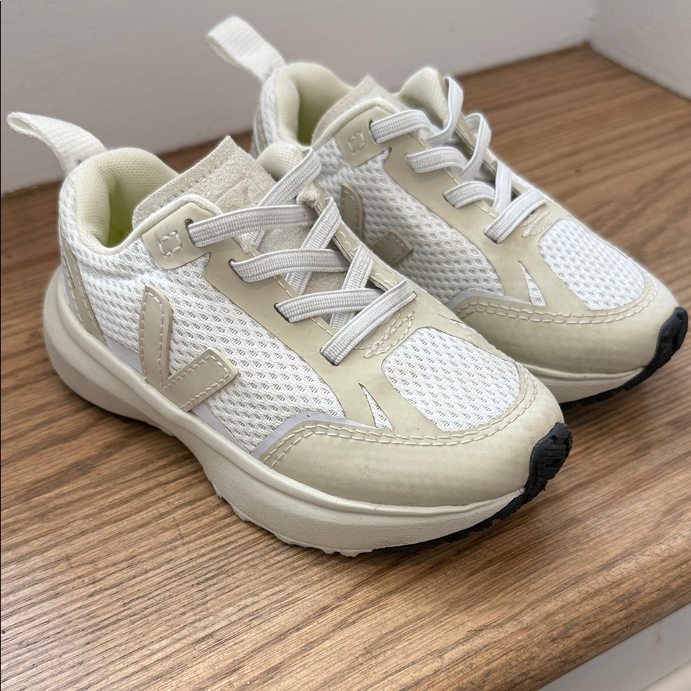 Veja Kids Cream and White Sneakers